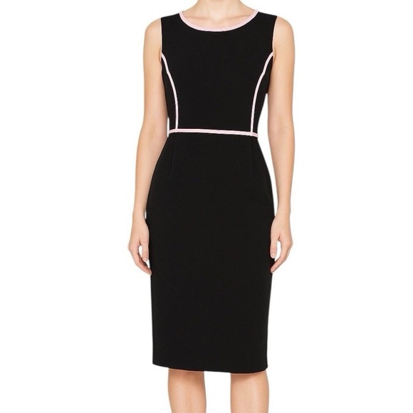 Black Label By Evan Picone Dresses & Skirts - EVAN PICONE Sheath Dress Black w/ Pink Trim Size 12 Knee Length Sleeveless